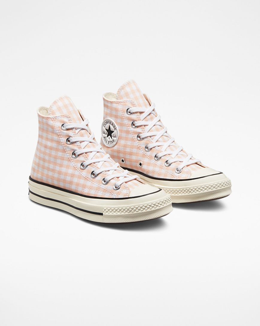 Tenisky Vysoke Converse Chuck 70 Gingham Damske Koralove Biele | SK PMGLI8